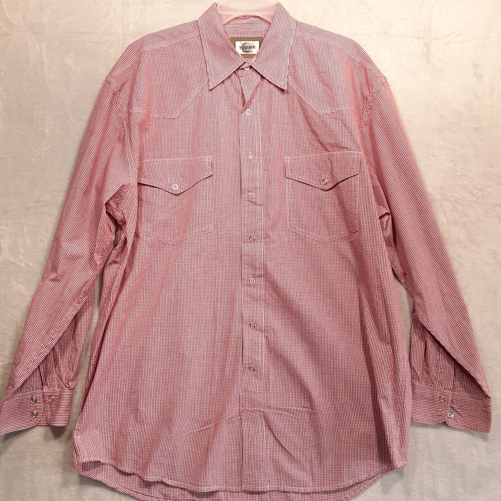 Western Plains Trading Co. Mens LS Snap Button Shirt Sz.LG/Red Check/Cowboy